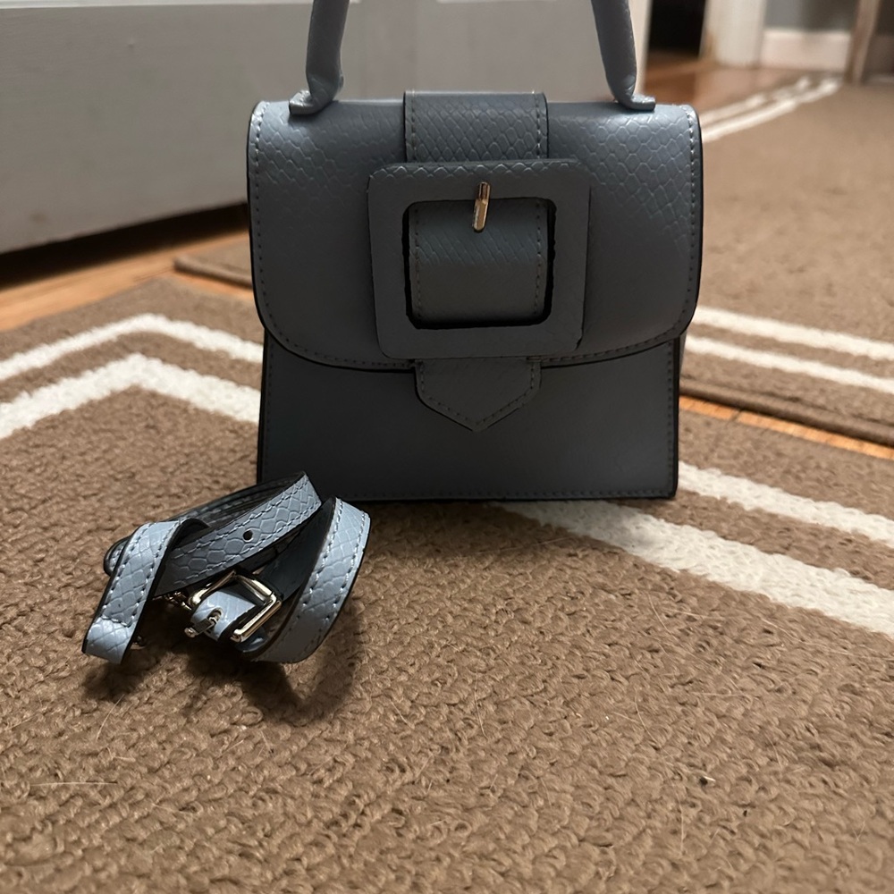 Zara Light Blue Structured Crossbody Bag